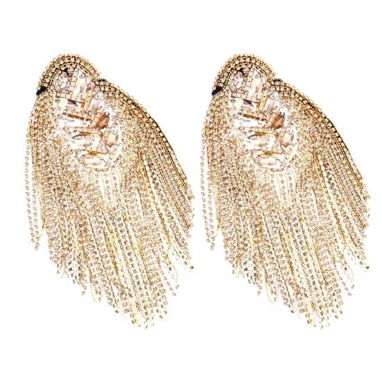 1/2 Stuks Strass Kwast Schouder Epaulet Mannen Vrouwen Uniformen Jas Blazer Kostuum Pak Metaal Lang