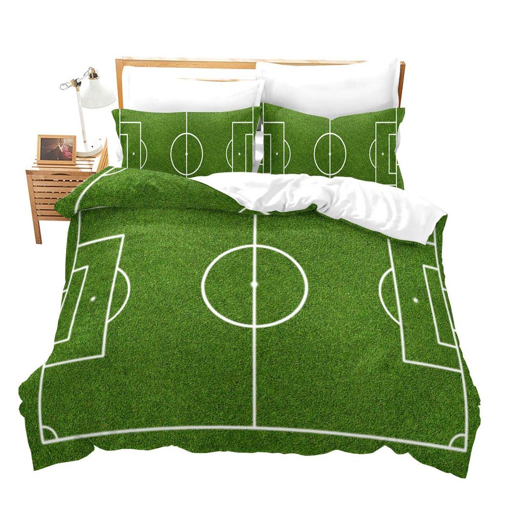 Cartoon Soccer Duvet Cover Set Printed Football Bedding Sets For Kids Boys Girls Bedroom Decor Sports Theme Comforter Cover Set
