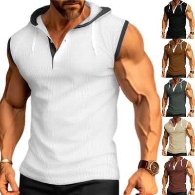 Débardeur à capuche épais pour homme, t-shirt décontracté sans manches