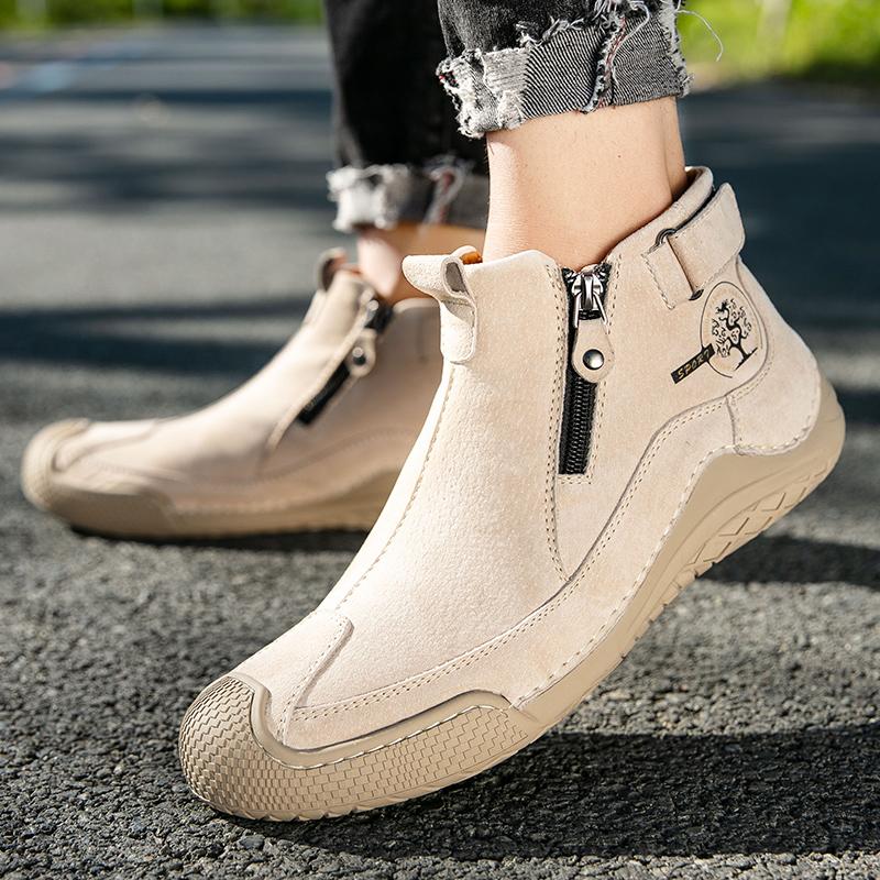 38-46 Pig Leather Boots Men Shoes Comfortable Ankle Boots for Men Casual Shoes Moccasins Men Casual Shoes