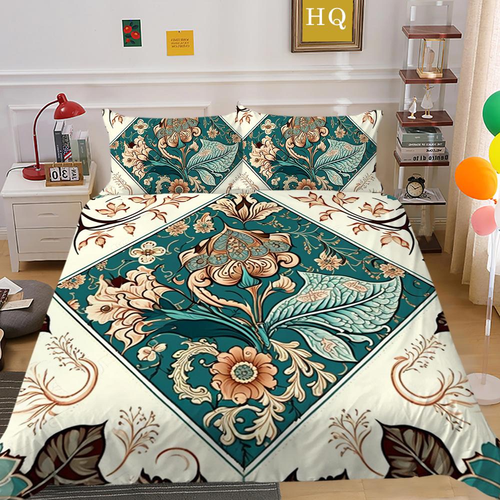 Set Biancheria da Letto Matrimoniale Alta Qualità Fiori Stampa 3D Copriletto Donna Decorazione Camera da Letto
