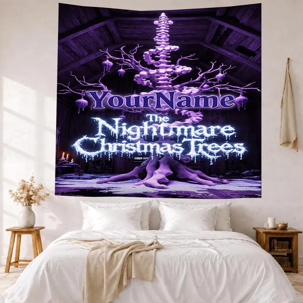 Christmas Nightmare Custom Your Name Wall Decor Tapestry Art For Pet Memorial Birthdaywedding Party Backdrop Family Gift