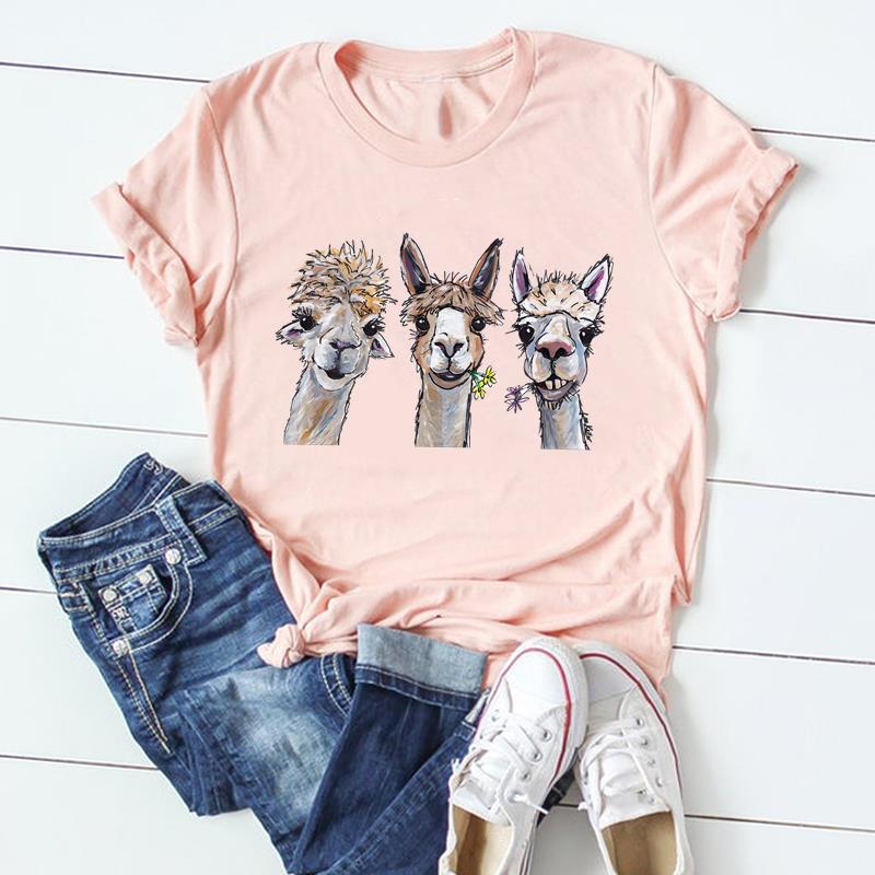 Animal Print Womens Graphic Tshirt Europe And United States Popular Dress Blouse Tops for Ladies Polyester fabric