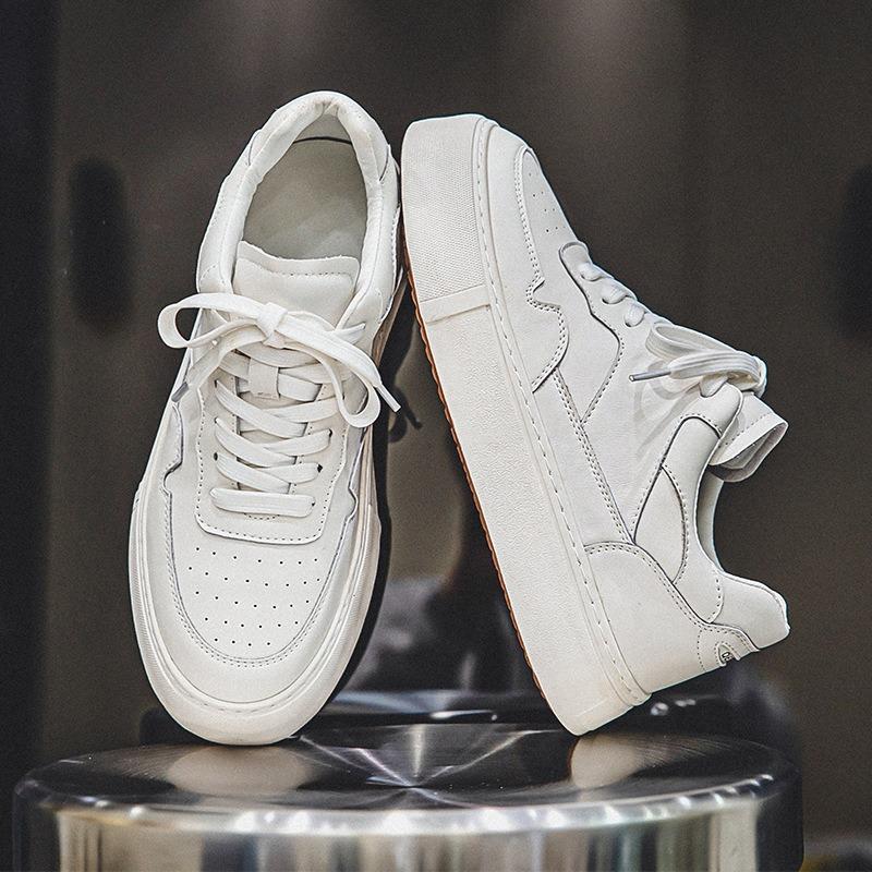 3179 Spring board shoes men's thick soles increase height sports and leisure little white shoes leather versatile trend dress commuter men's shoes