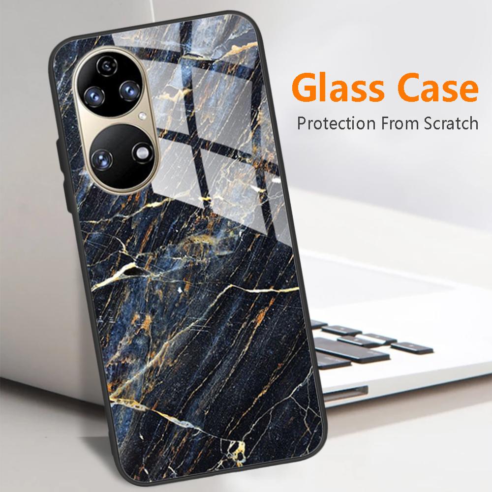 Pro Huawei P50 Pro Pouzdro P50E P 50 Luxusní tvrzené sklo Kryt telefonu Pro Huawei P50 Zadní kryt Módní ochranné TPU Coque P50Pro