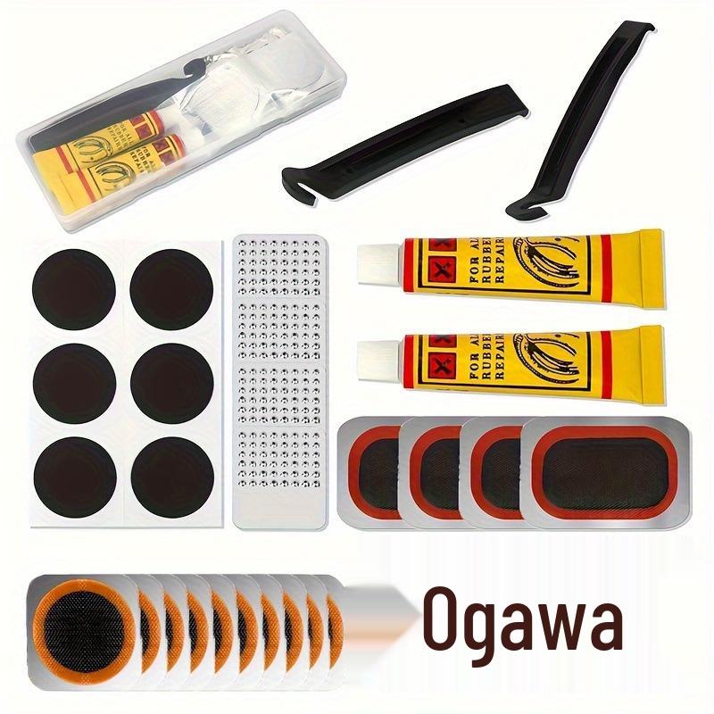 Bicycle Tire Repair Kit with Cold Patch, Glue, and Lever Tools