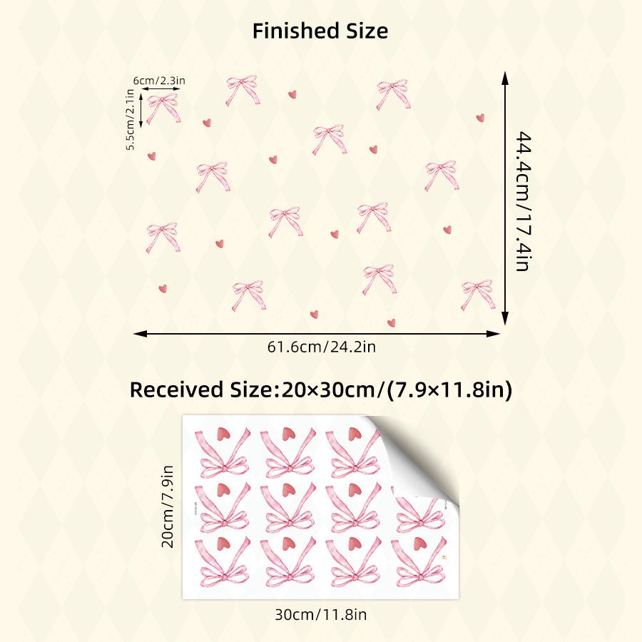 

Pink Luminous Ribbon Bow Wall Sticker Glow In The Dark Removable Self-Adhesive Decal for Bedroom Home Decor 20x30CM