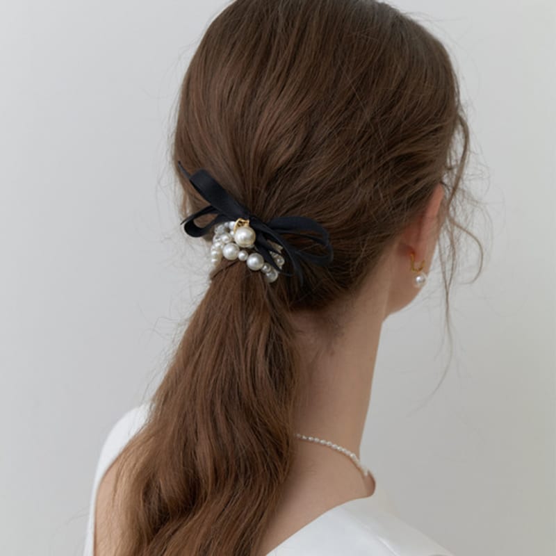 CARRY BARRETTE Carry Barrette 2-line Pearl Ribbon Srunchie