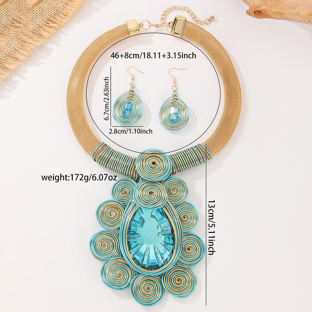 European and American Exaggerated Necklace Earrings Set Banquet Jewelry Necklace