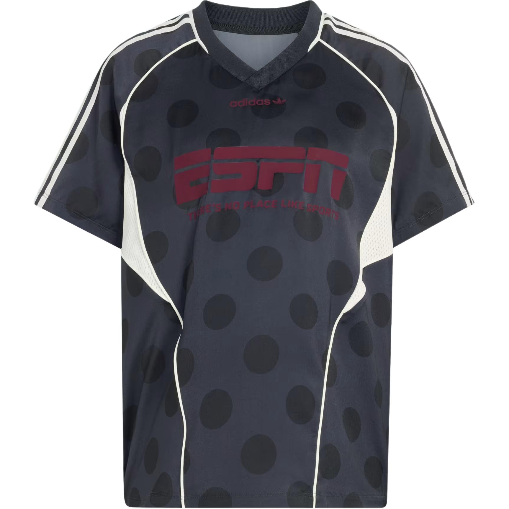 Adidas Originals Street V-Neck Loose Polka Dot Short Sleeve T-Shirt Women tops KV1189 A/XS