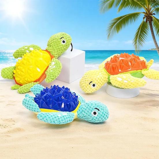 Pet Toy Molar Teeth Guard Soft Tough Chew Toy Turtle Shape Bite-Resistant Tooth Cleaner Dog Toy with Built-in Sound