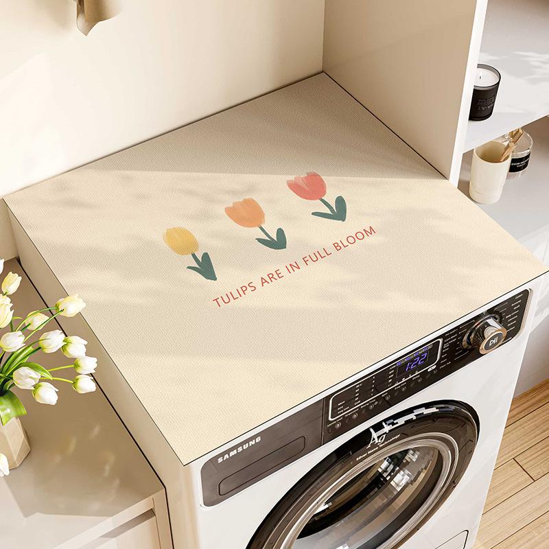 Ins-Style Drum Washing Machine Dust Cover & Fridge Diatomaceous Earth Non-Slip Water Absorption Mat