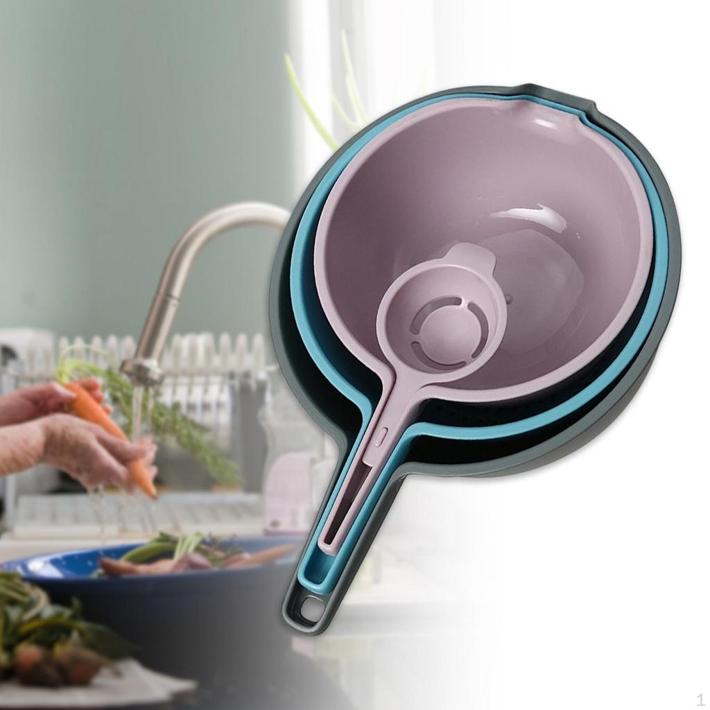 Mixing Bowls Set Nesting Bowl with Handle Pour Spout Colander Vegetable Washing Basket for