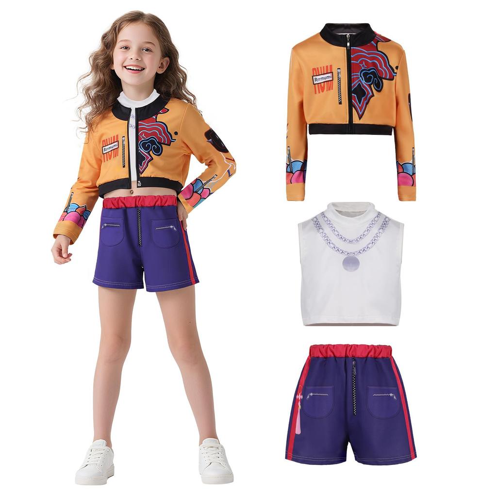 Huntrix Golden Kpop Demon Hunters Rumi Mira Zoey Cosplay Costume Kids Girls Birthday Party Halloween Stage Performance Clothes