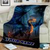 1PC Custom Name "Dragon's Mystical Flight" Flannel Blanket Versatile,all-season Throw Suitable for the Living Room,bedroom,camping,travel,and Gift