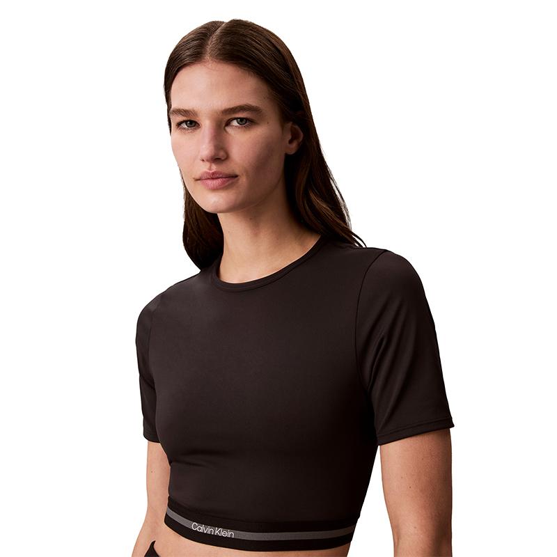 Calvin Klein Moisture Wicking Letter Jacquard Yoga Fitness Short Sleeve T-Shirt Women Tops GWS6K217