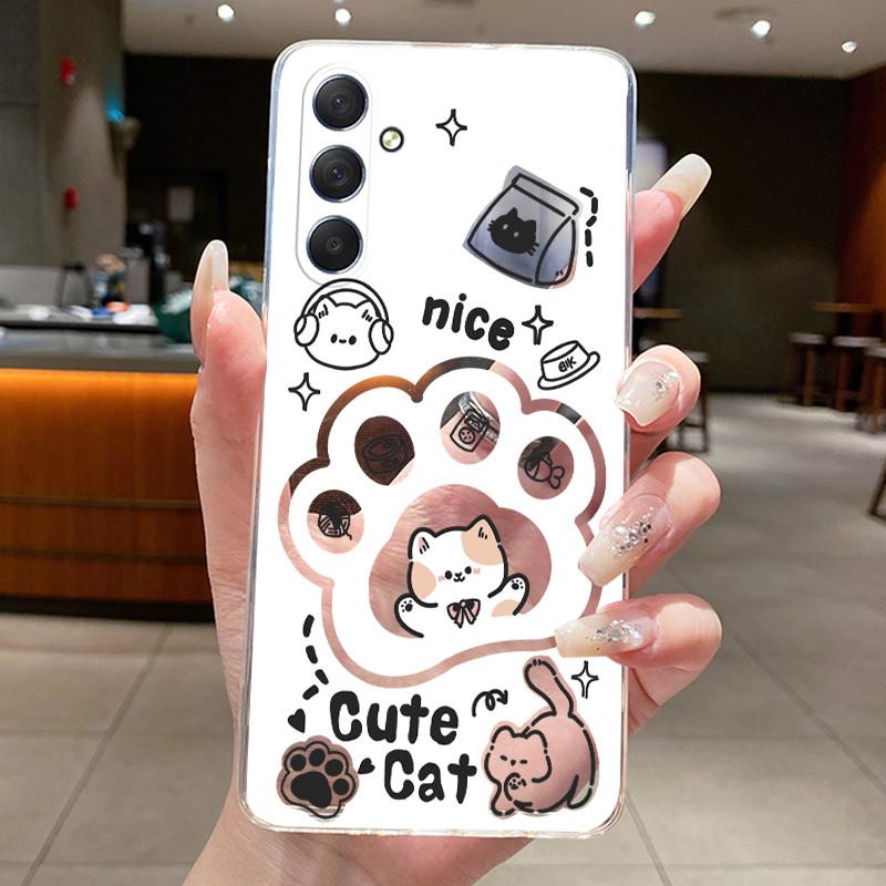 Casing For Samsung Galaxy M54 M34 5G Phone Case Aesthetic Fashion Cute Cat Transparent Silicone Cover For SamsungM54 Back Cases