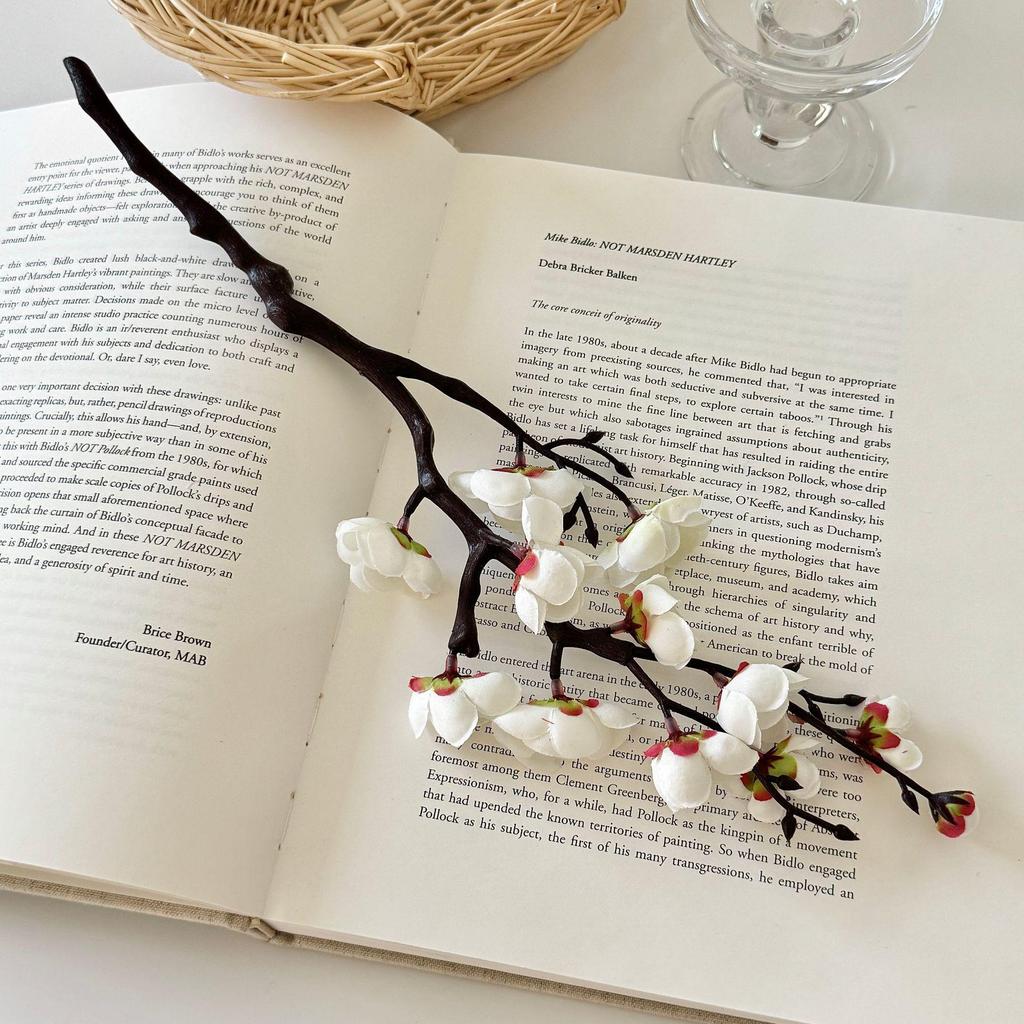 Artificial Plum Blossom Branch - Decorative Faux Flower Arrangement for Home