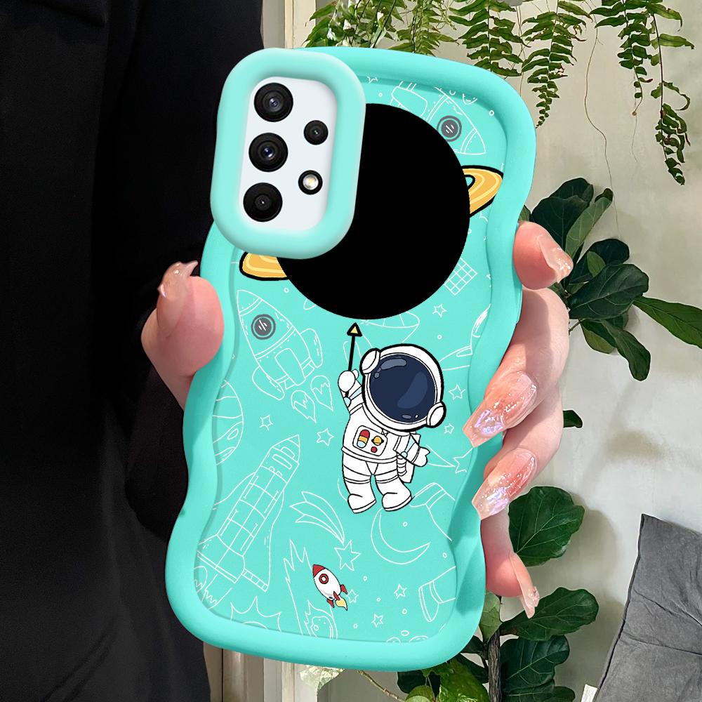 

Окрашенный узор Big Wave Edge Мягкий силиконовый материал Macaron чехол для телефона противоударный защитный резиновый чехол для Samsung Xiaomi Poco Redmi Xiaomi Poco C75 5G синий