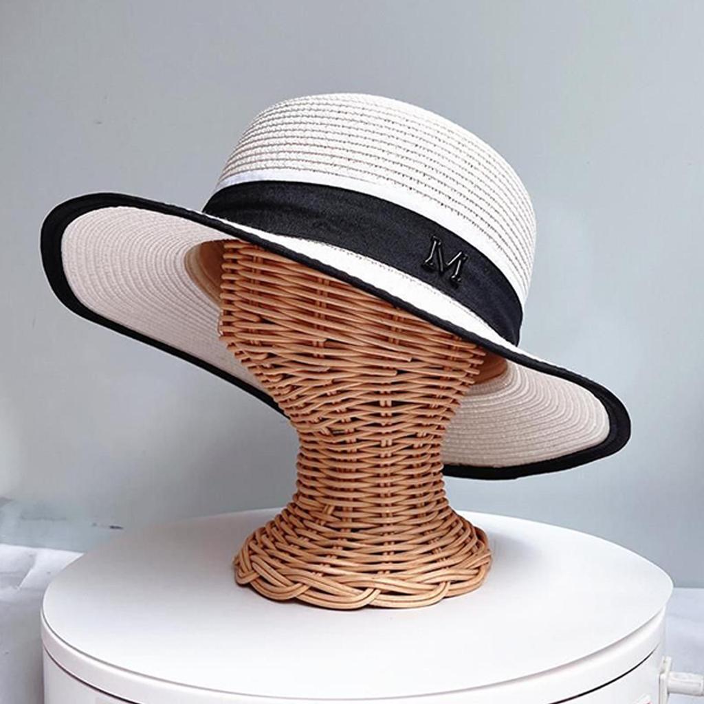 Hat Mannequin Rattan Mannequin Head Scarf Hat Stand Non-Tip Base Organizer Headwear Tabletop Rack For Home Entryway Wardrobe