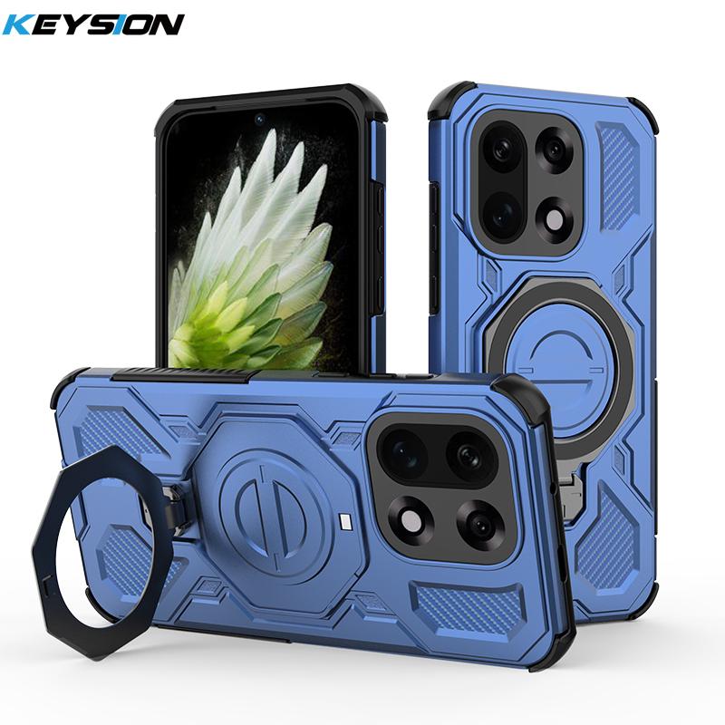 KEYSION Stoßfeste Magnetische Hülle für OnePlus 15 5G TPU+PC Aufrechter Live Metallring Ständer Handy Rückseite für One Plus 1+ 15