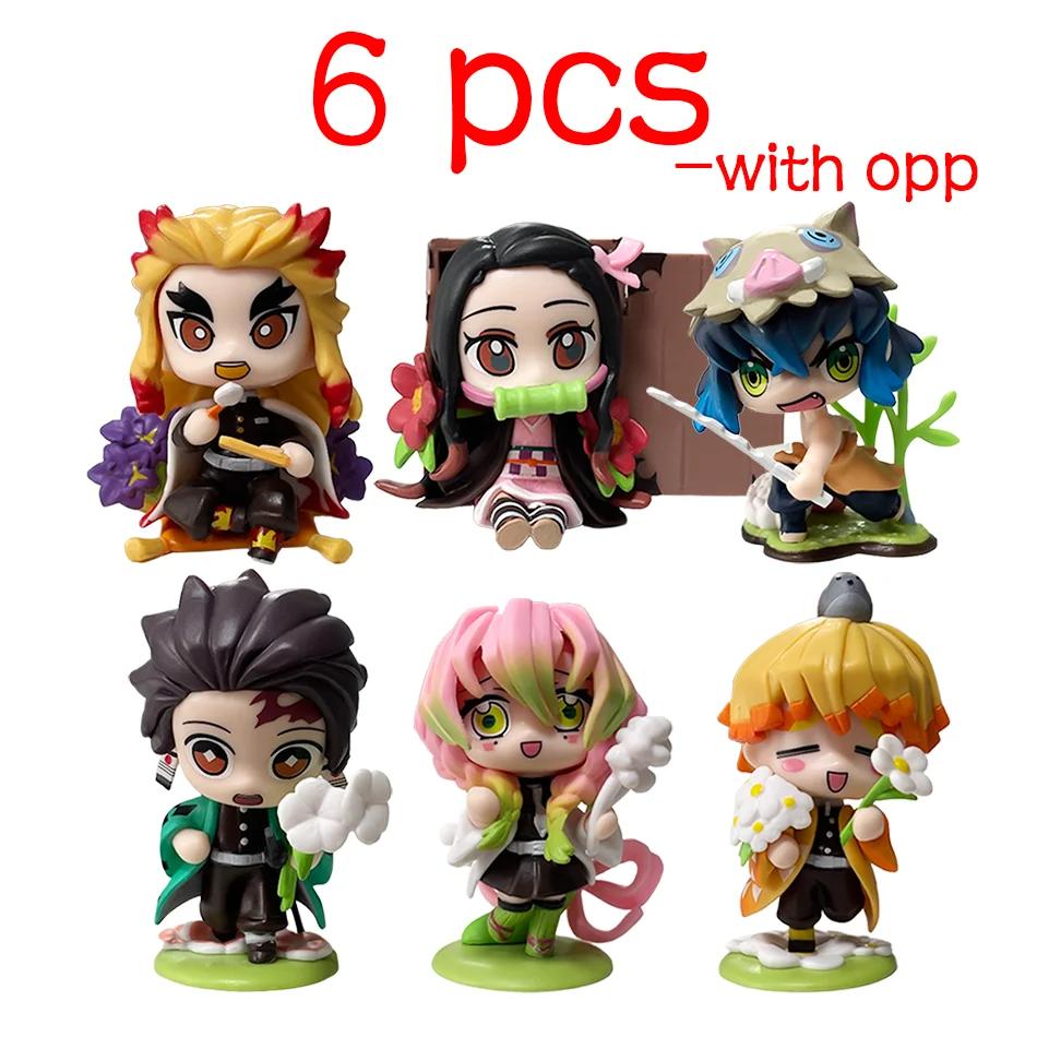 Mooie Demon Slayer Tanjiro Kamado Nezuko anime tekenfilm figuur blind box creatief standbeeld model ornament verrassingscadeaubox W145150WW-