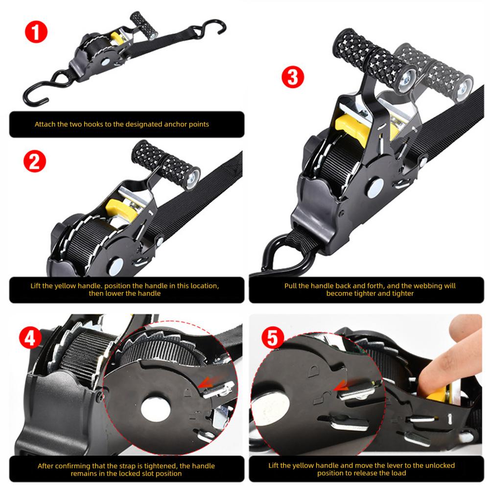 Cargo Tape With Hook,Heavy Duty Auto Retractable Ratchet Straps,Break Strength Automatic Telescopic Strap Tensioner,For Trailers
