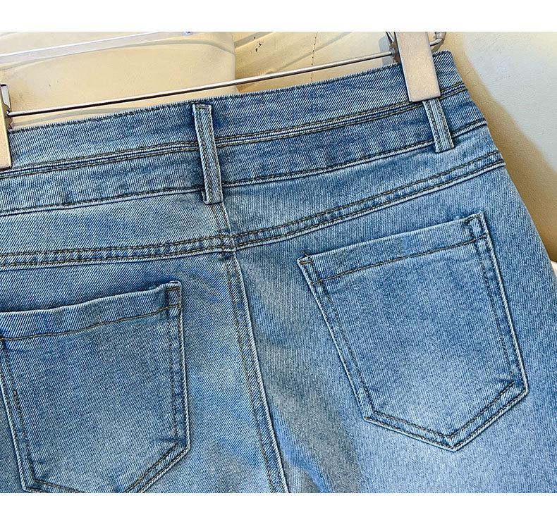 Women's High-Waisted Rhinestone Slim Fit Micro-Flare Denim Pants - 2026 Spring/Winter Trend
