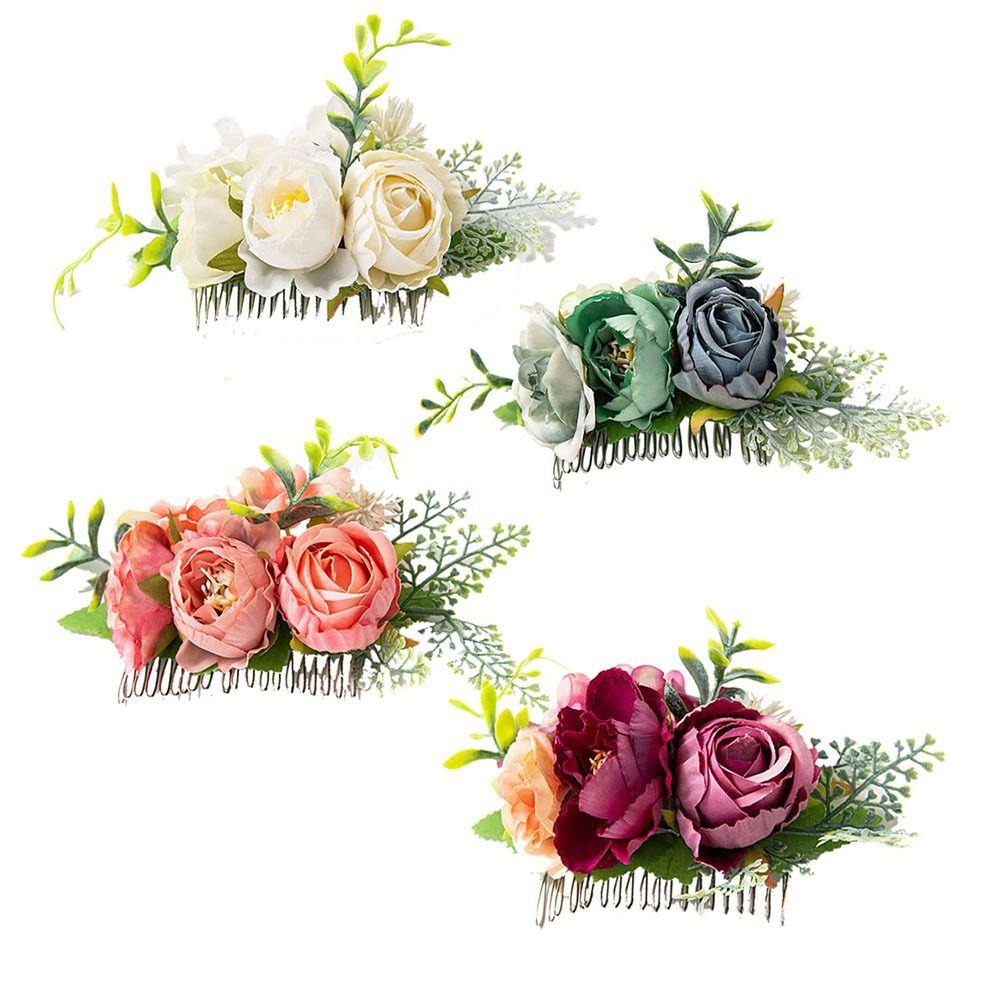 Bridal Crystal Hair Ornaments Flower Leaf  Hair Comb Flower Hair Comb Bridal Hair Accessories