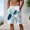 Men Plus Size Abstract Boho Plant Geometric Print Beach Shorts Quick Dry Lightweight Drawstring Casual Swim Trunks For Summer Beach Surfing Holiday