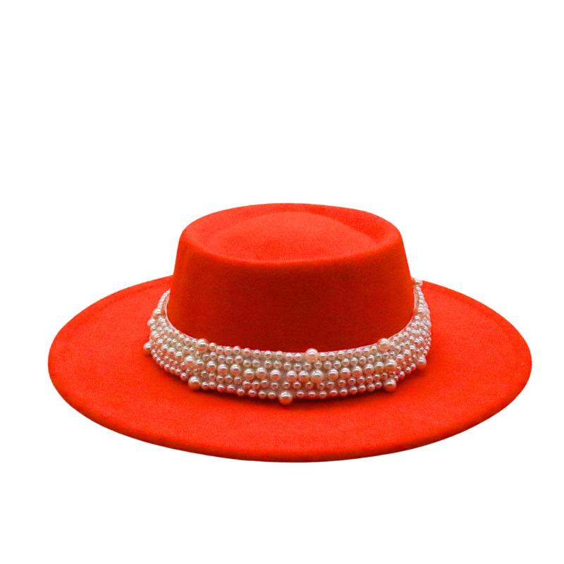 

French Retro British Flat Top Top Hat Season Men S And Women S Hats Hepburn Face Small Felt Hat One size (concave top)