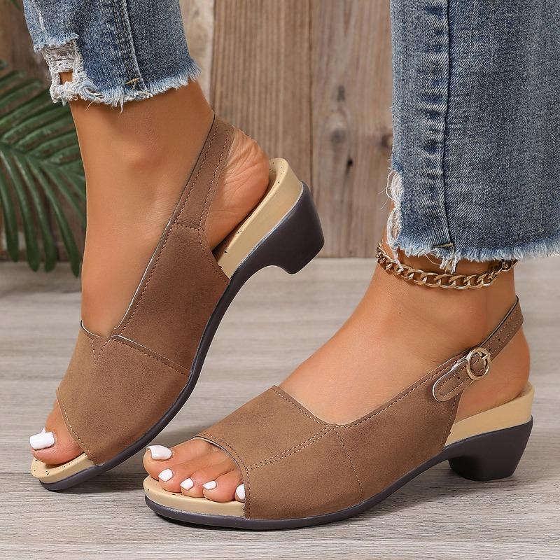 Sandals Women Beach Chunky Heel One Buckle Strap High Heeled Women Sandals