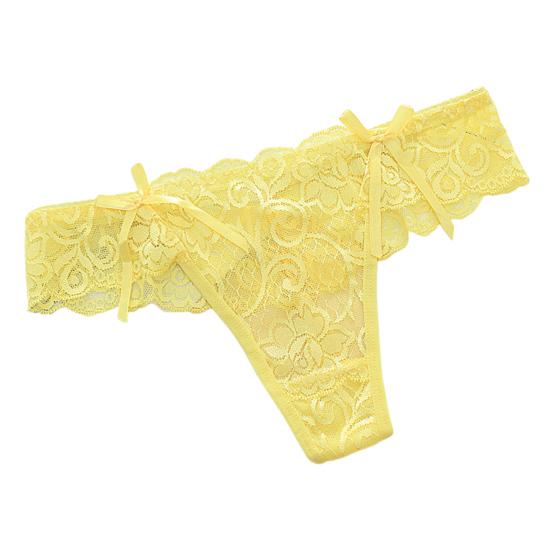 Dámské Tanga Květinové Výšivka Průhledné Krajkové Kalhotky Dekor s mašlí Nízký pas Elastické Svatební Noční Ložnice Dámské spodky