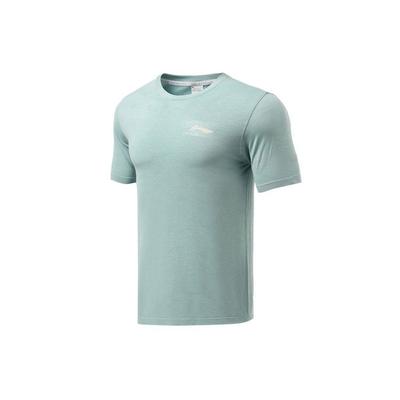 Li Ning Running Series Solid Color Quick-Dry Cool Breathable Slim Fit Sports Short Sleeve T-Shirt Men Tops Gray Water-Blue ATSR073-3