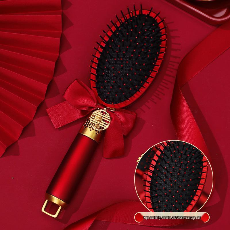 Red Cushion Comb Pair for Bride's Dowry - Wedding-Ready Accessory