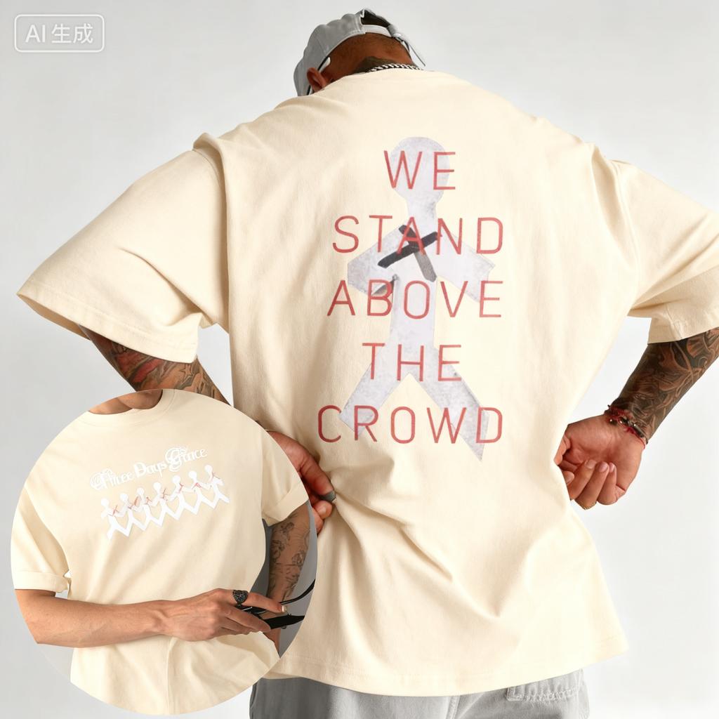 2025 Summer Three Days Grace OneX Paper Loose 100 Pure Cotton Printed Tshirt High Quality Street High Quality Mens Womens