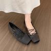 Niche Design Cross-strap Ballet Shoes Women's 2025 New Satin Square Head Mary Jane Height-increasing Single Shoes