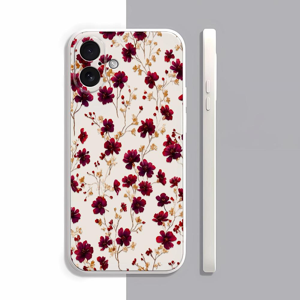 Small Floral Pattern IPhone 17 16 13 15 11 12 14 17 Pro Max Air 7 8 Shockproof Transparent Cover Silicone Soft Funda