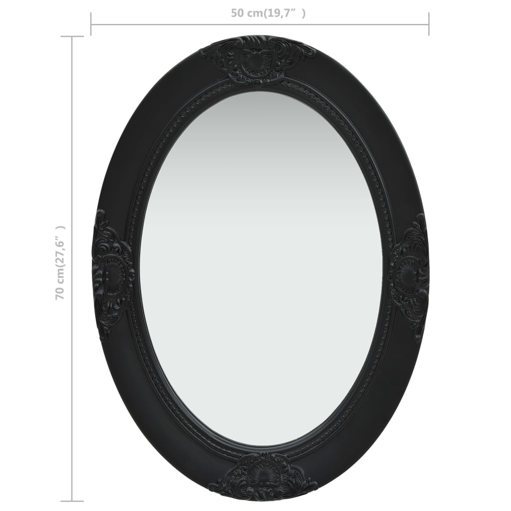 Baroque style wall mirror 50 x 70 cm black