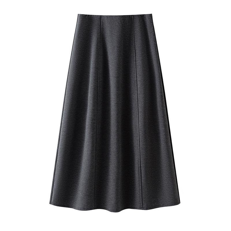 Women's High-Waisted Spring 2026 Slimming Skirt, Mid-Length, Elastic Waist, Umbrella Style, Petite Fit, Elegant Drape