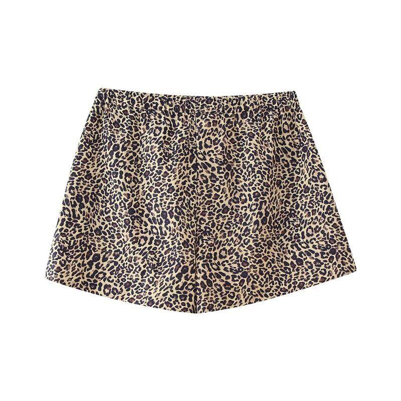 Fashion Style 2024 Summer New Women's Clothes Animal Pattern Print Poplin Shirt High Waist Shorts 4661042 051