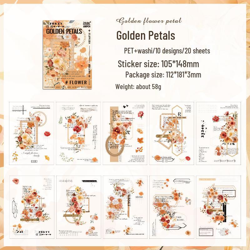 

ZABC Floral Dream Weaving Sticker Book: Plant & Flower Theme Journal, DIY Decoration, 20 Sheets, 6 Designs.