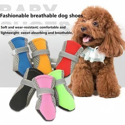 Breathable Waterproof Pet Dog Shoes - Soft Summer Reflective Boots Night Safe for Small Medium Dogs Outdoor Walking XGX03