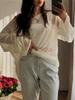 Knitted Hollow Sweater Summer New Women's See-Through Thin Round Neck Bell Sleeve Knit T-Shirt