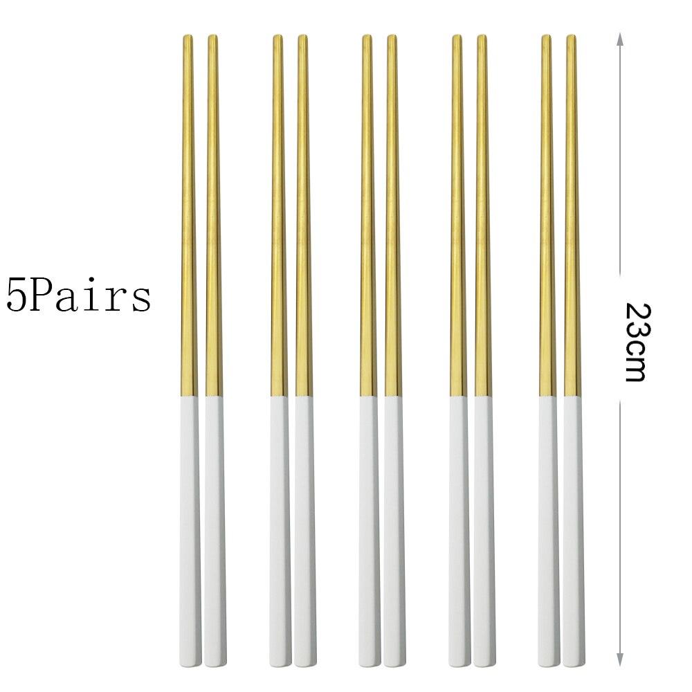 Yemek takımı 5 Çift Paslanmaz Çelik Çubuklarını Metal Suşi Sofra Gümüş Çin Yemeği Düğün Ev Festivali Malzemeleri