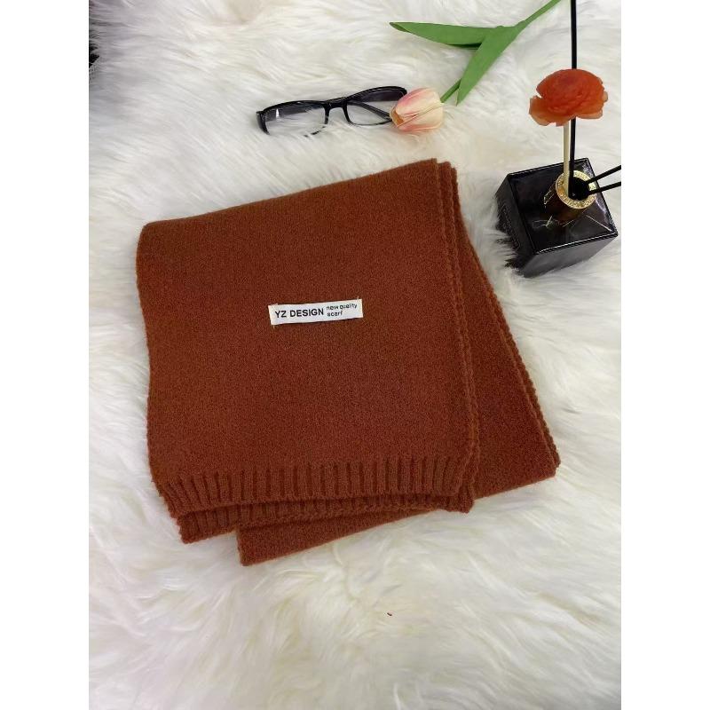 New Korean Style Soft and Skin Friendly Solid Color Versatile Knitted Scarf for Women Winter Warm and Comfortable Scarf Whitening Student Couple