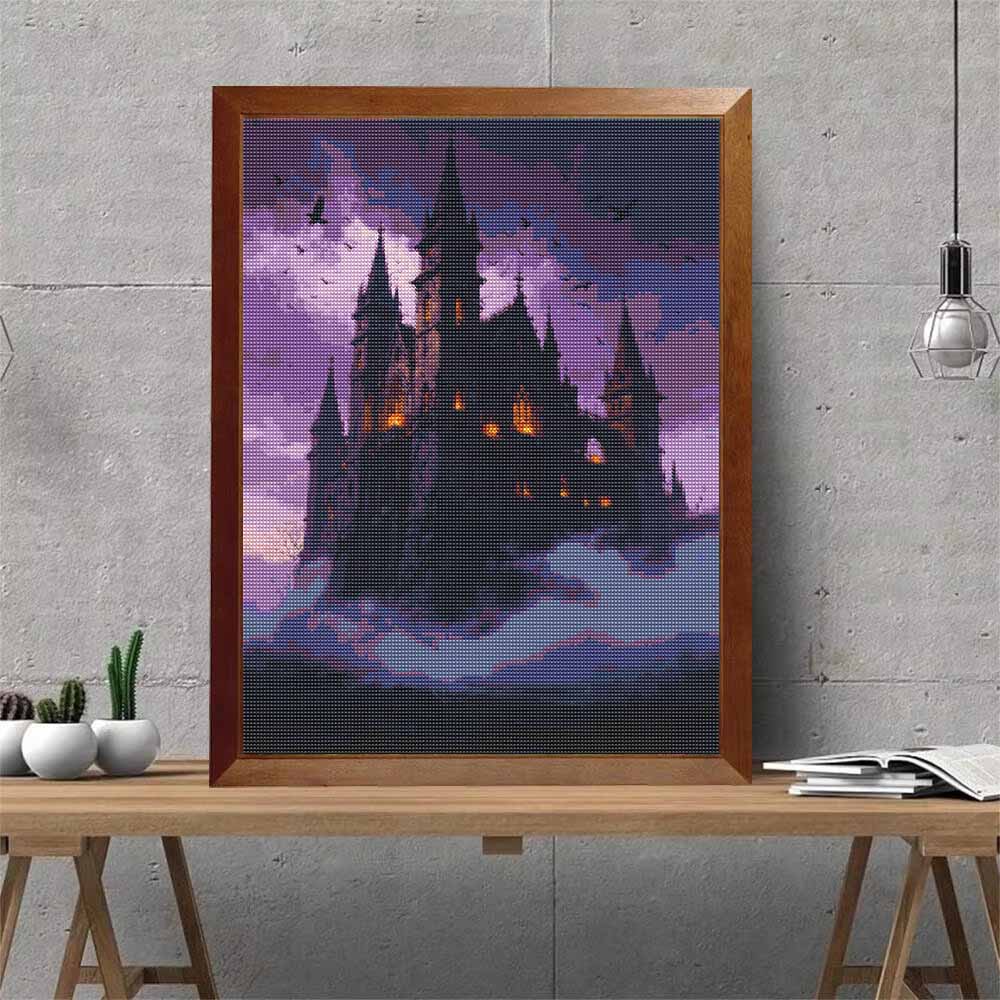 DIY Full Drill Diamond Painting Kit Gothic Castle Cloud Night Sky Rhinestone Canvas Art Relaxing Handmade Gift for Adults