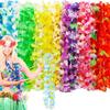 24/50/100Pcs Colorful Hawaiian Leis Vibrant Artificial Tropical Theme Leis Reusable Beach Holiday Silk Flower Necklace