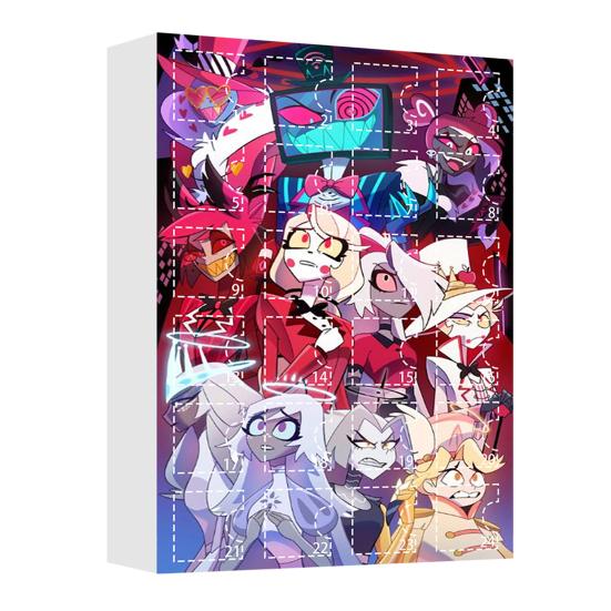 Hazbin Hotel Advent Calendar 24 Day Christmas Countdown Box with Unique Window Design Multifunctional Holiday Decoration for Kids Rooms Houses Cars