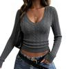 Women S Loose V Neck Solid Color Knitted Sweater Casual Fit